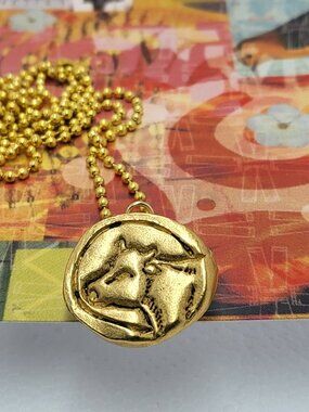 Necklace with vintage Todd Oldham Buttons 90s 24K Gold